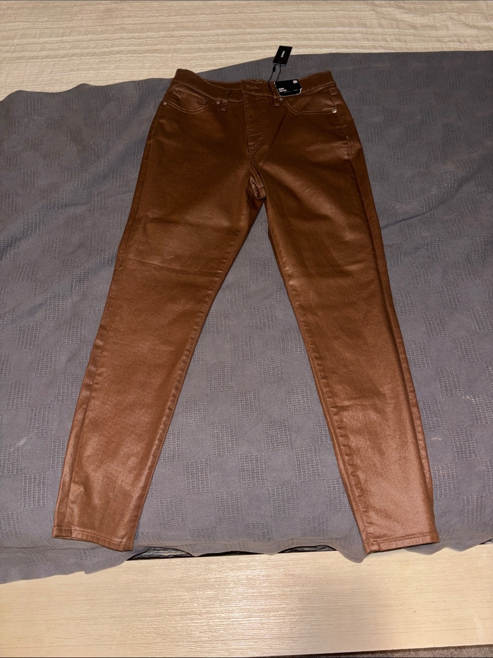 Express Brown Coated Skinny Jeans